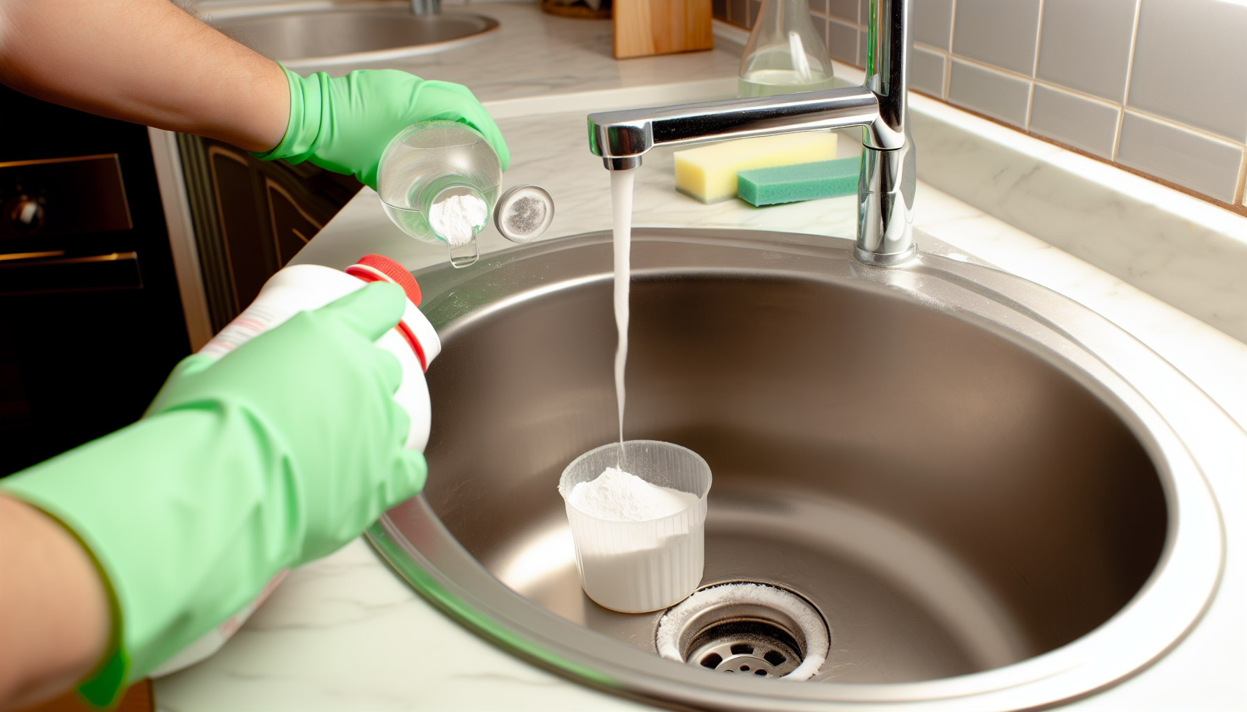 Comment déboucher un évier avec bicarbonate et vinaigre blanc